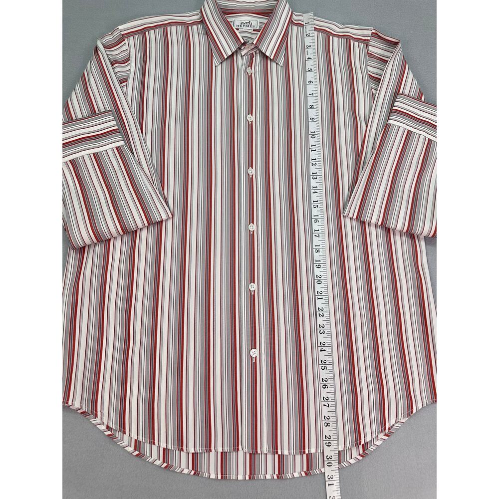 Vintage Hermès Red & Gray Striped Cotton Designer Dress Shirt Size 16/41 (L) - Picture 8 of 11
